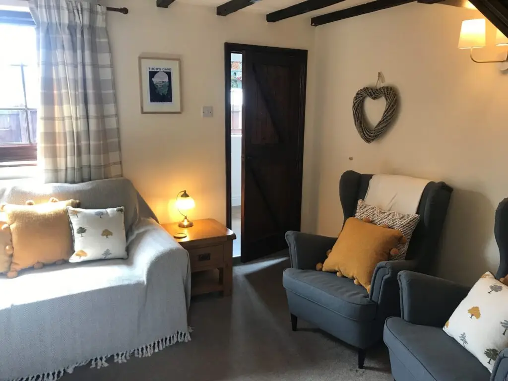 Dovedale Cottage living room at Callow Top Holiday Park